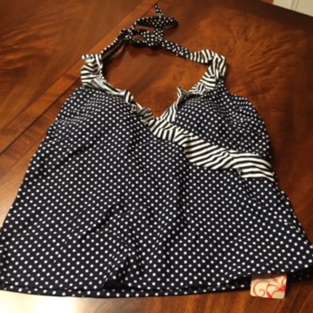 Very Stylish Polka Dot Bikini top, Halter style (Cami) - 12, NWT